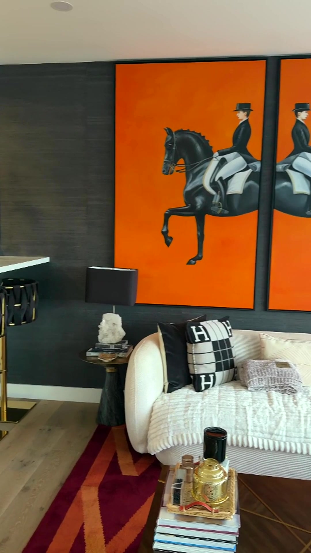 Finished wallpaper installation in an Orange County interior